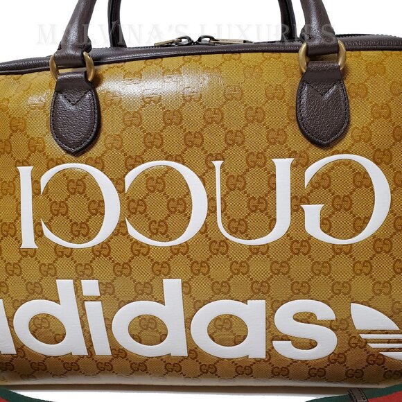 GUCCI BAG 702422 ADIDAS X GG LOGO CRYSTAL DUFFEL w WEB STRAP - Picture 3 of 16